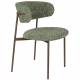 Lot de Deux Chaises Claes Woody Duo d'Assises en Acier et Tissu Vert Chiné Chaises de Salle à Manger Rétro 56,5x57,5x78,5cm