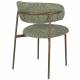 Lot de Deux Chaises Claes Woody Duo d'Assises en Acier et Tissu Vert Chiné Chaises de Salle à Manger Rétro 56,5x57,5x78,5cm