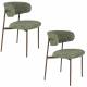 Lot de Deux Chaises Claes Woody Duo d'Assises en Acier et Tissu Vert Chiné Chaises de Salle à Manger Rétro 56,5x57,5x78,5cm