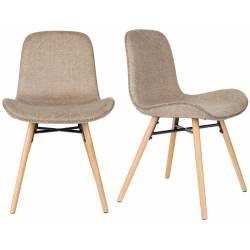 Lot de 2 Chaises Design Lester Sièges Woody de Table Séjour Chic et Tendance en Tissu Marron 50x55x80,5m