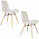 Lot de 2 Chaises Design Lester Sièges Woody de Table Séjour Chic et Tendance en Tissu Beige 50x55x80,5m