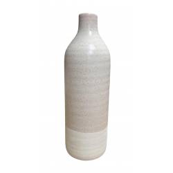 Vase Bi-colore Blanc et Rose Soliflore Pot de Fleurs Décoration Intérieur en Terre Cuite Effet Granit 13x13x41cm