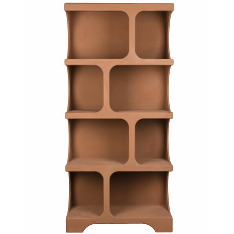 Etagère Dundee XL Dutchbone Meuble Présentoir en Bois Couleur Terracotta Bibliothèque Ouverte 37x85x180cm