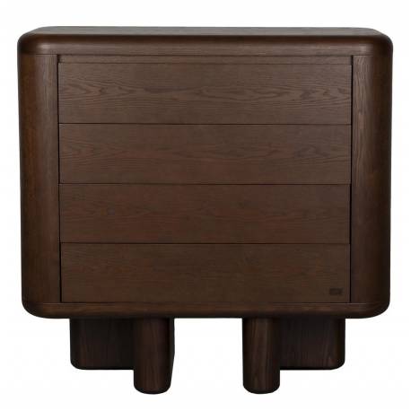Cabinet Herman Dutchbone Meuble 4 Tiroirs Commode de Rangement Placage Frêne Semainier 40x98x100cm
