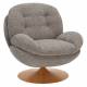 Fauteuil Memento Retro Taupe Marque Athezza Loveuse Pivotante Acier Effet Bois Naturel 81x83x86cm