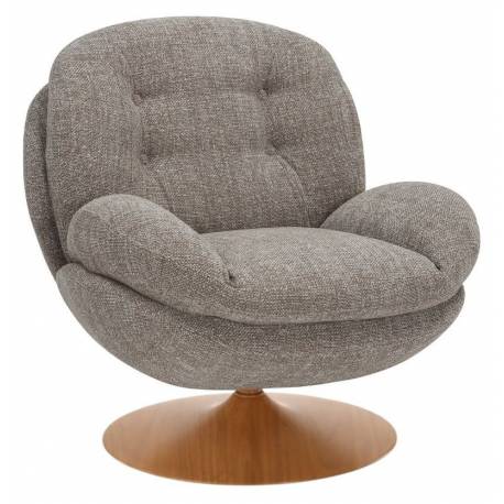 Fauteuil Memento Retro Taupe Marque Athezza Loveuse Pivotante Acier Effet Bois Naturel 81x83x86cm