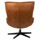 Fauteuil John Woody Assise Lounge en Simili Cuir Cognac et Acier Noir Assise Fauteuil Pivotant 81x92x92cm