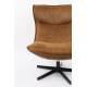 Fauteuil John Woody Assise Lounge en Simili Cuir Cognac et Acier Noir Assise Fauteuil Pivotant 81x92x92cm