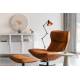 Fauteuil John Woody Assise Lounge en Simili Cuir Cognac et Acier Noir Assise Fauteuil Pivotant 81x92x92cm
