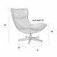 Fauteuil John Woody Assise Lounge en Simili Cuir Cognac et Acier Noir Assise Fauteuil Pivotant 81x92x92cm
