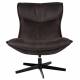 Fauteuil John Woody Assise Lounge en Polyuréthane Anthracite et Acier Noir Assise Fauteuil Pivotant 81x92x92cm