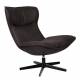Fauteuil John Woody Assise Lounge en Polyuréthane Anthracite et Acier Noir Assise Fauteuil Pivotant 81x92x92cm