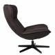 Fauteuil John Woody Assise Lounge en Polyuréthane Anthracite et Acier Noir Assise Fauteuil Pivotant 81x92x92cm