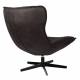Fauteuil John Woody Assise Lounge en Polyuréthane Anthracite et Acier Noir Assise Fauteuil Pivotant 81x92x92cm