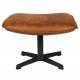 Repose Pied John Woody Pouf Polyuréthane Cognac et Acier Noir Assise d'Appoint Piétement Etoile 38x40x60cm