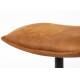 Repose Pied John Woody Pouf Polyuréthane Cognac et Acier Noir Assise d'Appoint Piétement Etoile 38x40x60cm