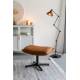 Repose Pied John Woody Pouf Polyuréthane Cognac et Acier Noir Assise d'Appoint Piétement Etoile 38x40x60cm