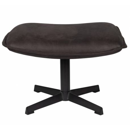 Repose Pied John Woody Pouf Polyuréthane Anthracite et Acier Noir Assise d'Appoint Piétement Etoile 38x40x60cm