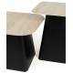 Lot de Tables Basses Baru Woody Duo de Tables Carrée en Acier et Céramique Sellettes Effet Marbre Travertin 42x42x47cm