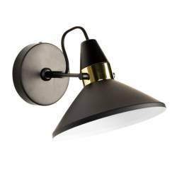 Applique Jona Woody Luminaire Mural en Acier Bi-colore Noir et Doré Eclairage Orientable 15x19,5x19,5cm