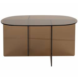 Table Basse Linea Zuiver Table de Salon Ovale en Verre Fumé Marron Mobilier Graphique et Design 40x60x80cm