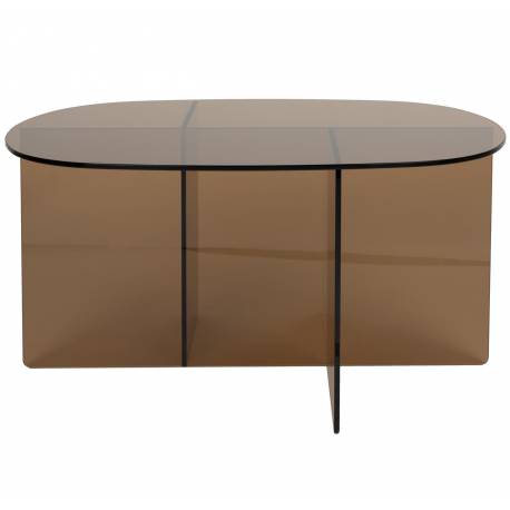 Table Basse Linea Zuiver Table de Salon Ovale en Verre Fumé Marron Mobilier Graphique et Design 40x60x80cm