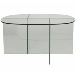 Table Basse Linea Zuiver Table de Salon Ovale en Verre Fumé Transparent Mobilier Graphique et Design 40x60x80cm