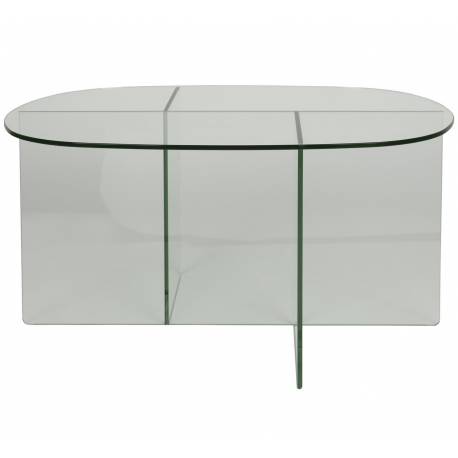 Table Basse Linea Zuiver Table de Salon Ovale en Verre Fumé Transparent Mobilier Graphique et Design 40x60x80cm