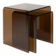 Lot de Tables de Sellettes Vetro Dutchbone Table Gigognes en Verre Epais Marron Duo de Guéridons Rectangulaires
