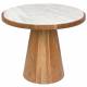 Table de Salon Mees Woody Table Basse Ronde en Acacia et Marbre Guéridon Bi-matière 40x50x50cm
