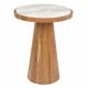 Guéridon Mees Woody Sellette d'Appoint Ronde en Acacia et Marbre Table Bi-matière 50x40x40cm
