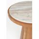 Guéridon Mees Woody Sellette d'Appoint Ronde en Acacia et Marbre Table Bi-matière 50x40x40cm