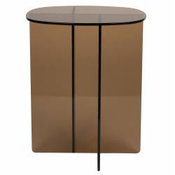 Guéridon Linea Zuiver Sellette d'Appoint Ovale en Verre Fumé Marron Mobilier d'Appoint Graphique 30x40x50cm