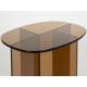 Guéridon Linea Zuiver Sellette d'Appoint Ovale en Verre Fumé Marron Mobilier d'Appoint Graphique 30x40x50cm
