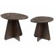 Duo de Tables Naut Woody Lot de 2 Guéridons en Manguier et Marbre Brun Sellettes Bi-matières Forme Organique