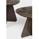 Duo de Tables Naut Woody Lot de 2 Guéridons en Manguier et Marbre Brun Sellettes Bi-matières Forme Organique