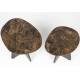 Duo de Tables Naut Woody Lot de 2 Guéridons en Manguier et Marbre Brun Sellettes Bi-matières Forme Organique