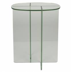 Guéridon Linea Zuiver Sellette d'Appoint Ovale en Verre Fumé Transparent Mobilier d'Appoint Graphique 30x40x50cm