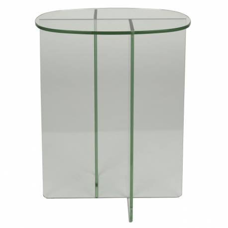 Guéridon Linea Zuiver Sellette d'Appoint Ovale en Verre Fumé Transparent Mobilier d'Appoint Graphique 30x40x50cm