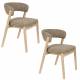 Lot de 2 Chaises Bright Zuiver Assises de Repas en Chêne et Tissu Marron Mobilier Design 57x58x77cm
