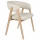 Fauteuil de Table Bright Zuiver Chaise en Chêne et Tissu Beige Assise de Repas Design 57x59,5x76cm