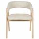 Fauteuil de Table Bright Zuiver Chaise en Chêne et Tissu Beige Assise de Repas Design 57x59,5x76cm