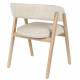 Fauteuil de Table Bright Zuiver Chaise en Chêne et Tissu Beige Assise de Repas Design 57x59,5x76cm