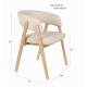 Fauteuil de Table Bright Zuiver Chaise en Chêne et Tissu Beige Assise de Repas Design 57x59,5x76cm