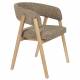 Fauteuil de Table Bright Zuiver Chaise en Chêne et Tissu Marron Assise de Repas Design 57x59,5x76cm