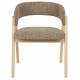 Fauteuil de Table Bright Zuiver Chaise en Chêne et Tissu Marron Assise de Repas Design 57x59,5x76cm