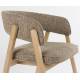 Fauteuil de Table Bright Zuiver Chaise en Chêne et Tissu Marron Assise de Repas Design 57x59,5x76cm