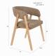 Fauteuil de Table Bright Zuiver Chaise en Chêne et Tissu Marron Assise de Repas Design 57x59,5x76cm