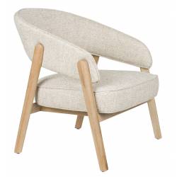 Fauteuil de Salon Bright Zuiver Siège en Chêne et Tissu Beige Assise Design Scandinave 69x71x76cm