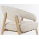 Fauteuil de Salon Bright Zuiver Siège en Chêne et Tissu Beige Assise Design Scandinave 69x71x76cm